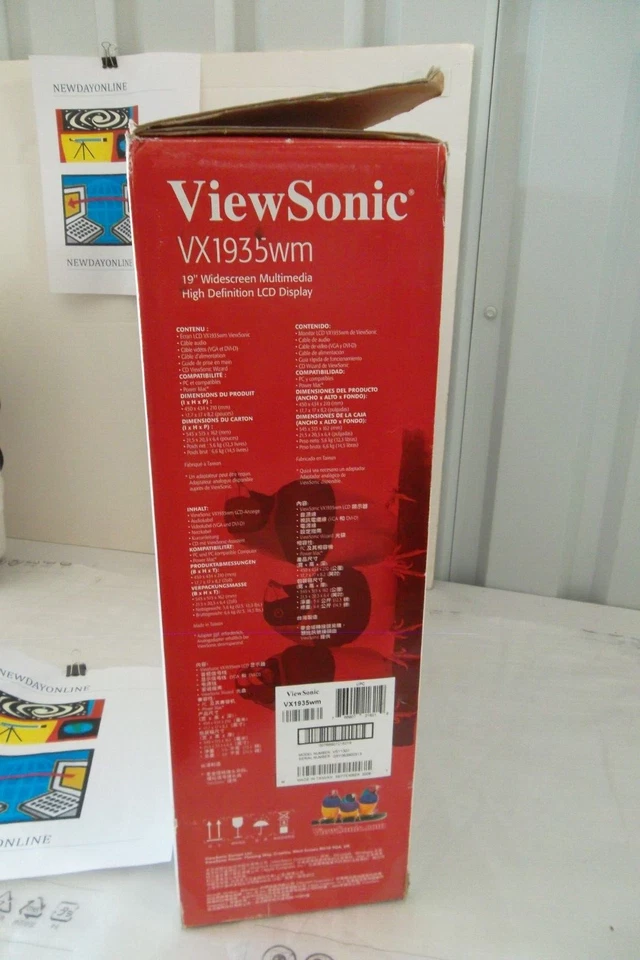 ViewSonic VX1935wm 19" Widescreen Monitor DVI VGA ClearMotiv Technology VS11307 - Image 4 of 4