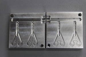 Aluminum soft bait mold -2" Double Twister Tail- 2 cavity