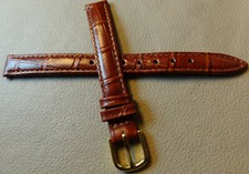 Ladies Brown Simulated Crocodile Genuine Leather Fits Any 11mm Reg Watch Band