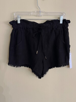 Young Fabulous & Broke Izzy Frayed Raw Edge Shorts Black Size M Grunge Festival
