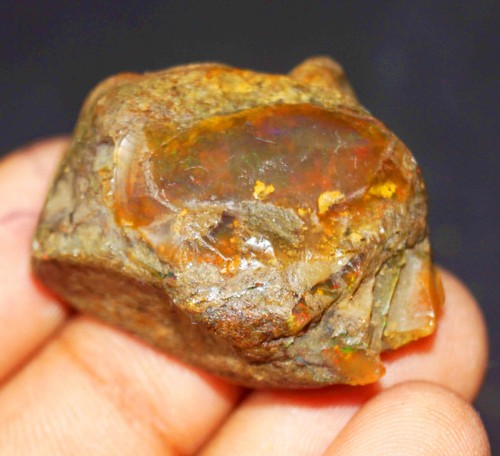 Pietra preziosa sfusa grezza opale nero etiope certificato 85,00 ct naturale Welo fuoco - Foto 5 di 6