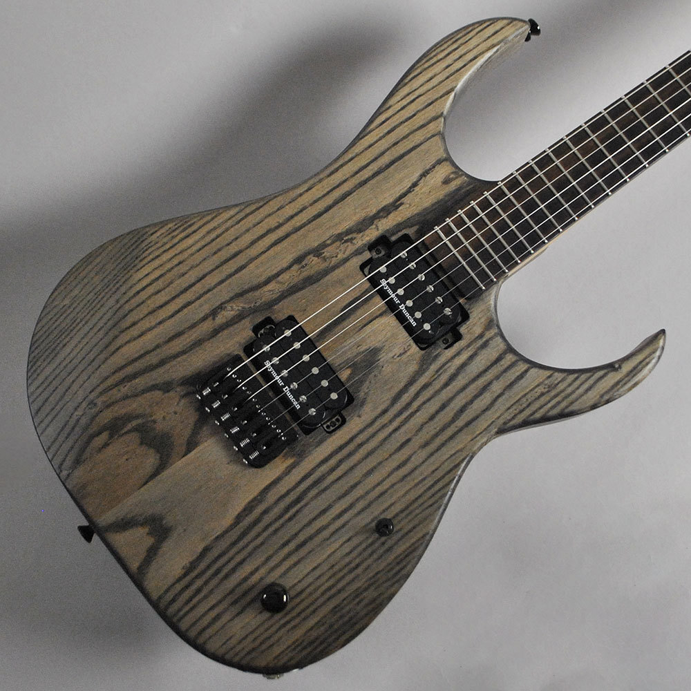 black stained guitar