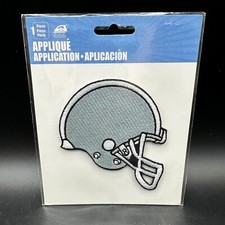 SPORTS Football Helmet Patch Appliques Embroidered Iron-On Sew On 3" Grey