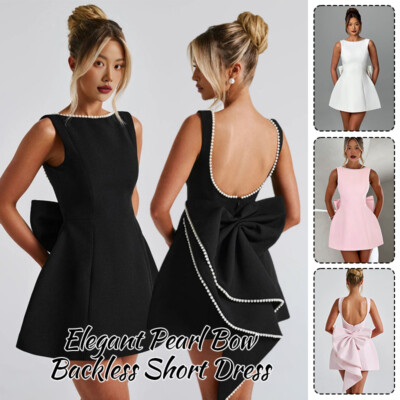 sachin and babi light blue dress L'ecole Des Femmes Backless Bow Dress – Black main image 0