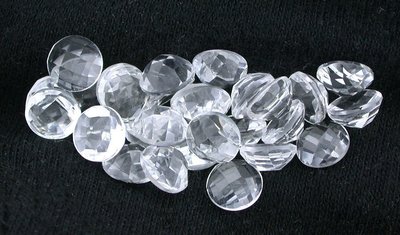 Two 7mm Round Flat Bottom Checkerboard Brazilian Diamond Quartz Cabochon Cab Gem