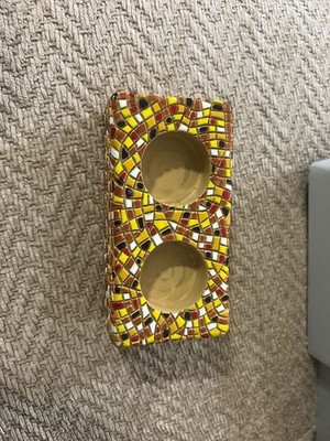 Barcino Designs Hand Painted Mosaic Dual Tea Light Candle Holder Gaudi Style