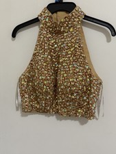 Sherri Hill Embellished Top size 4, Crop Top Golden