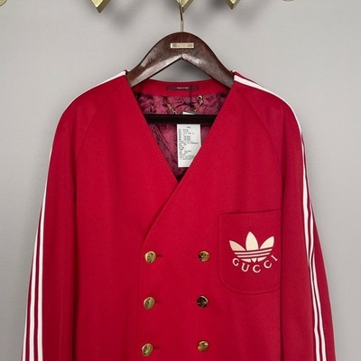 GUCCI x ADIDAS レッド テーラードジャケット 44 GUCCI x adidas Trefoil Blazer Jacket Red Unisex Size 46/48