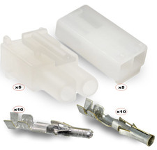 2-Circuits .093" - Connector, 5 Matched Set,14-20 AWG, Free Hanging, W/Lock