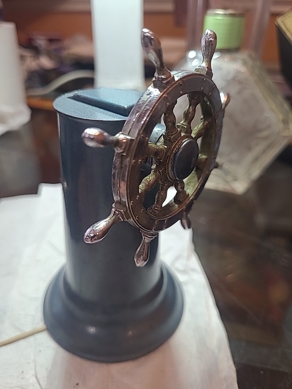 Vintage  Lighter  Nautical Ships Wheel  RARE BLUE ENAMELED 