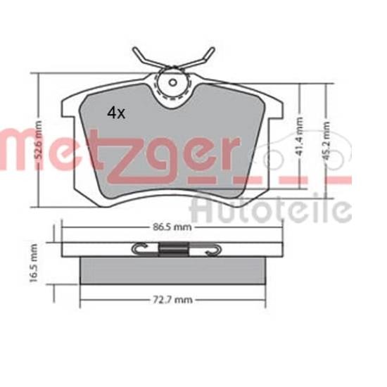 Metzger BremsbeläGe BremsklöTze Hinten FüR Peugeot 207 CC Wd_ 1.6 16V 1170060-image