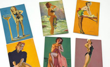 Lot of 7 Vintage 1940s Mutoscope Pinup Girls Arcade Cards Fantastic Condition