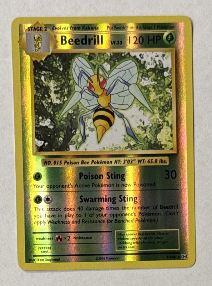 2016 Pokemon TCG Beedrill Reverse Holo XY Evolutions 7/108 Ungraded