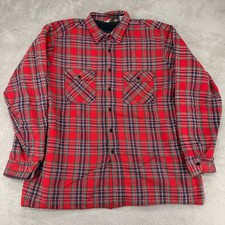 Vintage Frostproof Plaid Flannel Quilt Lined Shirt Jacket Mens XL Red Preowned