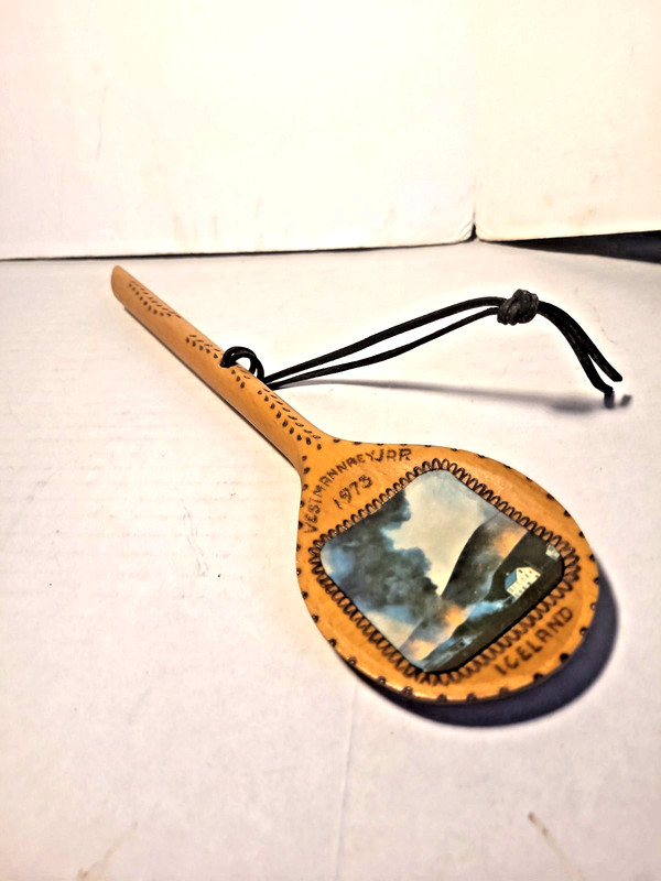 Wood Souvenir Spoon Vestmannreyjar,Iceland 1973
