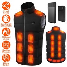 Heated Vest 23 Heating Zones W/ 20000mAh Battery Pack Electric Heating Vest NEW