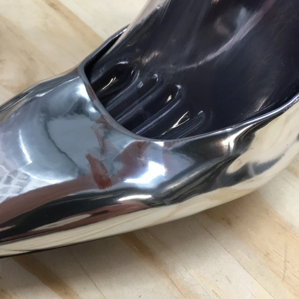 NUEVO Zapatos de tacón Anne Klein para mujer 9,5 Laney con cordones plateados imitación cuero informales Foto 4 de 4