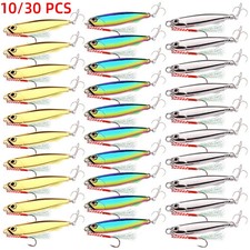LOT Metal Cast Jig Spoon Lures Hook Casting Jigging Fish Sea Bass Fishing Lures