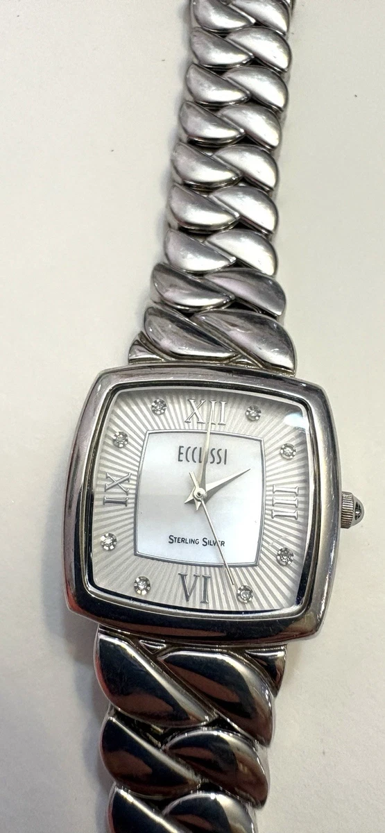 Ecclissi Sterling Silver Watch with Interchangeable Silicone Bands Vintage ECCLISSI Sterling Silver Bezel Change Reversible  main image 4