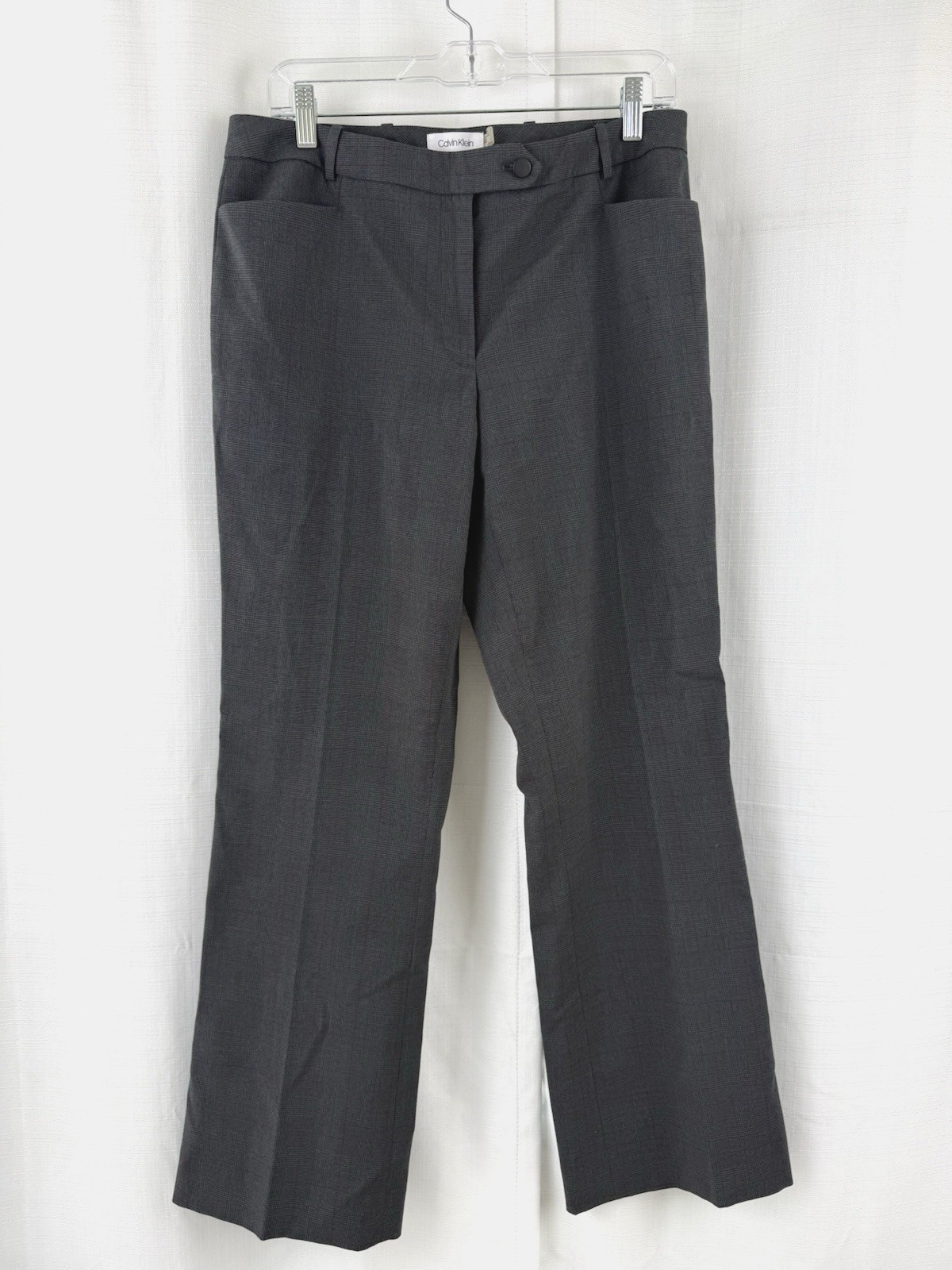 Calvin Klein Modern Fit Women's Size 8 Dress Pants Grey Plaid Business Workwear