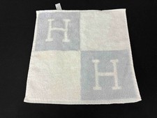 HERMES Avalon 100 Cotton Square Face Towel Hand Towel Light Blue Collectible