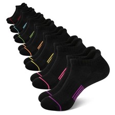 7 Pairs Womens Ankle Socks Athletic Cushioned Anti-Blister 7 Pairs Black