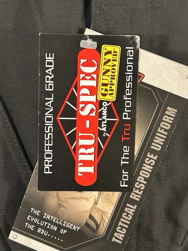 TRU SPEC TACTICAL RESPONSE UNIFORM T.R.U. SHIRT Large Long BLACK NWT - Image 2 of 4