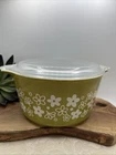 Pyrex Avocado Green Crazy Daisy Spring Blossom Casserole Dish 473 With Lid 1 QT