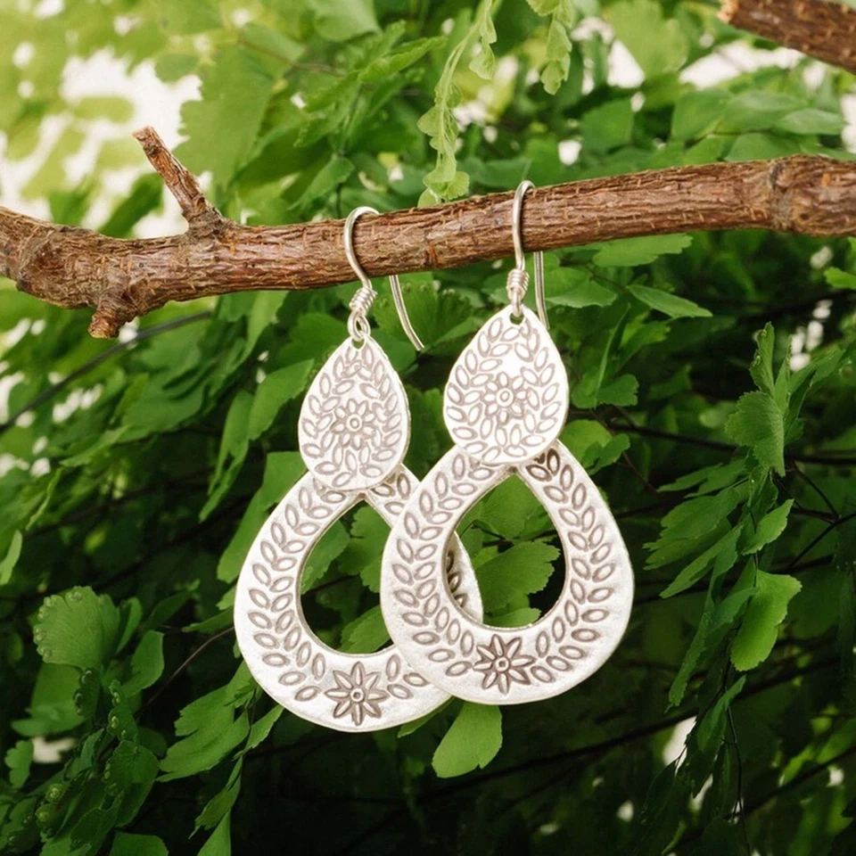 Pendientes Tribales Artesanales Plata 925 Boho Étnicos Cuelgan Regalo para Ella Q81 Foto 3 de 4
