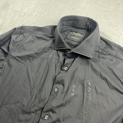 Porter & Ash Kinetic Stretch Black Long Sleeve Button Up Black Dress Shirt L