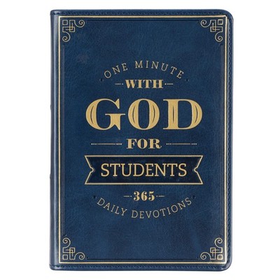One Minute with God for Students Devotional, Navy Faux Leather Flexcover - i...