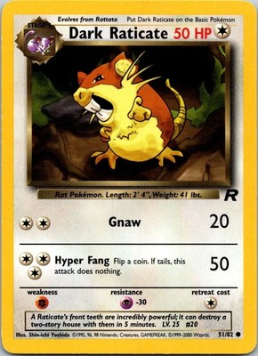 DARK RATICATE - 51/82 - TEAM ROCKET - - LP