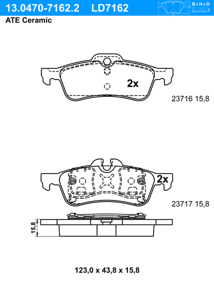 ATE BremsbeläGe Hinten (13.0470-7162.2) FüR Mini | Scheibenbremsbelagsatz,-image