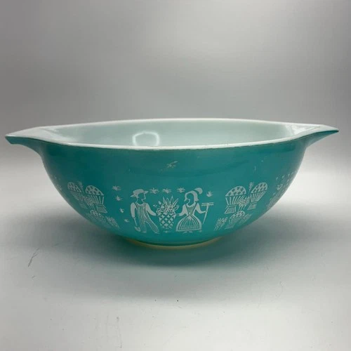 Pyrex Amish Butterprint Mixing Bowl 4 Qt Turquoise Vintage Farmhouse