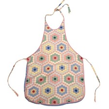 Pastel Pink Yellow Multicolor Cottagecore Geometric Tradwife Maiden Apron Baking