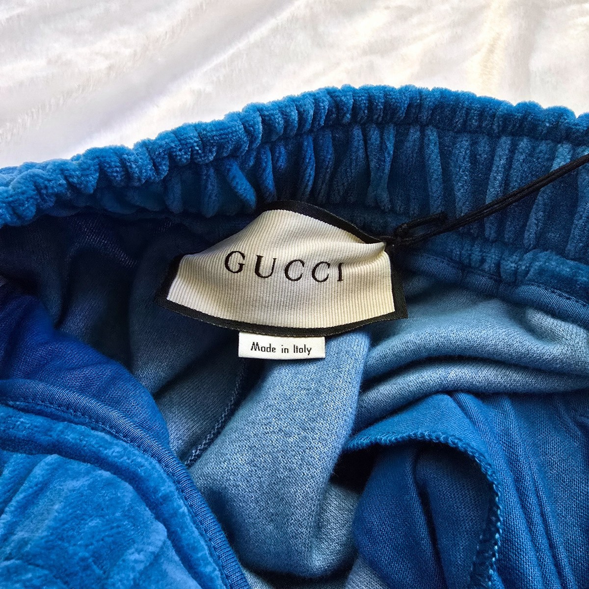 Gucci Tennis Racket Embroidered Velour Sweatsuit Blue | Size XS