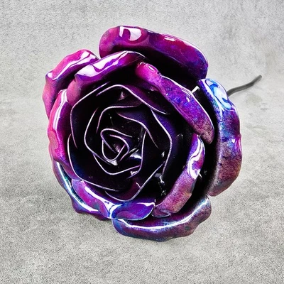HANDCRAFTED NEBULOSA Rosa in Acciaio Artigianale - Regalo Matrimonio Anniversario Giardino Per Sempre