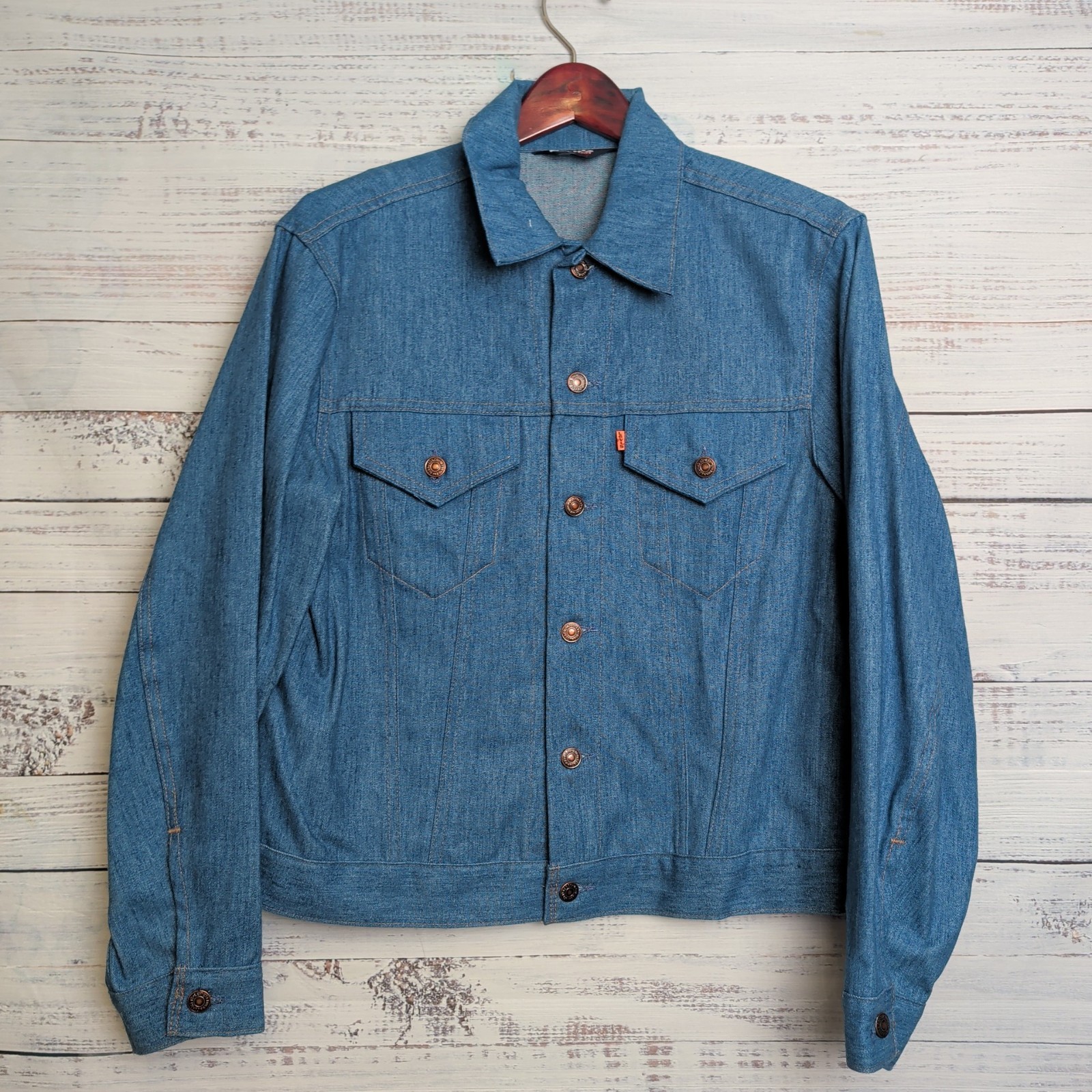 Vintage 70s Levi's for Men Orange Tab Soft Blue Jean Chore Jacket Lg Streetwear thumbnail 2