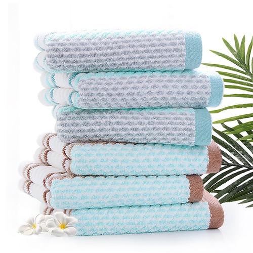 Hand Towels Set of 2 Striped Pattern 100% Cotton Soft Absorbent Decorative To... - Picture 4 of 6