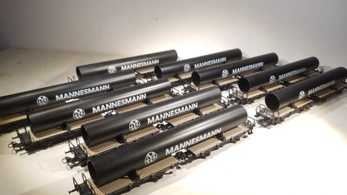 Märklin H0  Mannesmann-Stahlröhren 9 Stück Drehschemelwagen DB aus Set 2854 OVP  | Condition: Gebraucht