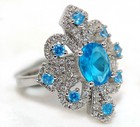 3CT Heat Treated Blue Topaz 925 Sterling Silver Ring Jewelry Sz 8 PC13-6 — photo 2