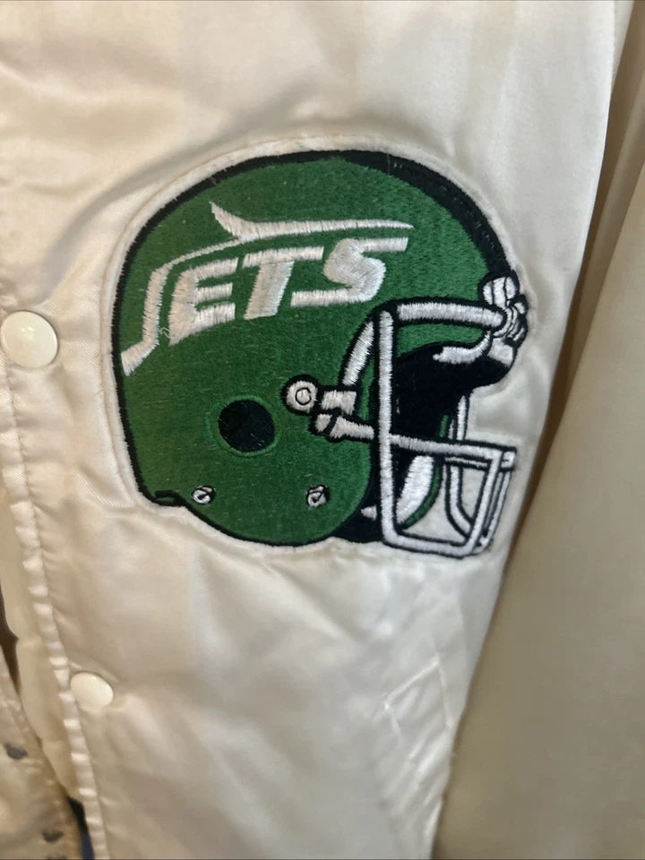 Chaqueta Bomber New York Jets Vintage Años 80 Juvenil 14-16 L Saturn NFL Blanco Perla Certificado de Autenticidad Foto 3 de 4