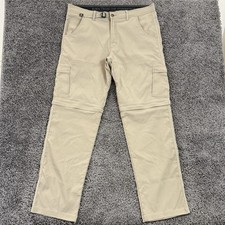 Prana Men  s Stretch Zion Convertible Hiking Outdoor Casual Pants Sz 38x34 Beige