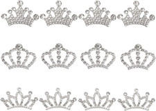 12PCS Crystal Crown Embellishments Rhinestone Crown Flatback Accessory for Makin