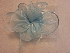 Saferin Baby Blue Fascinator Hair Clip Hat Bows Feathers Garden Party Wedding