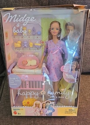 NEW! Mattel Happy Family Pregnant Midge And Baby Barbie Doll 2002  /56663