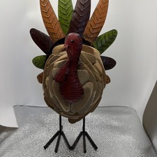 Thanksgiving Turkey Decoration, Wooden Standing Tabletop Turkey Decor Wood Metal