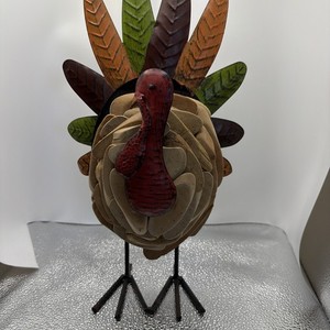 Thanksgiving Turkey Decoration, Wooden Standing Tabletop Turkey Decor Wood Metal