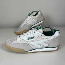 Hi-Tec Squash Mens Trainers White Grey Green Lace Up Size 9 UK Sports Shoes