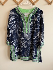 Gretchen Scott Tropical Vneck Tunic Top Large